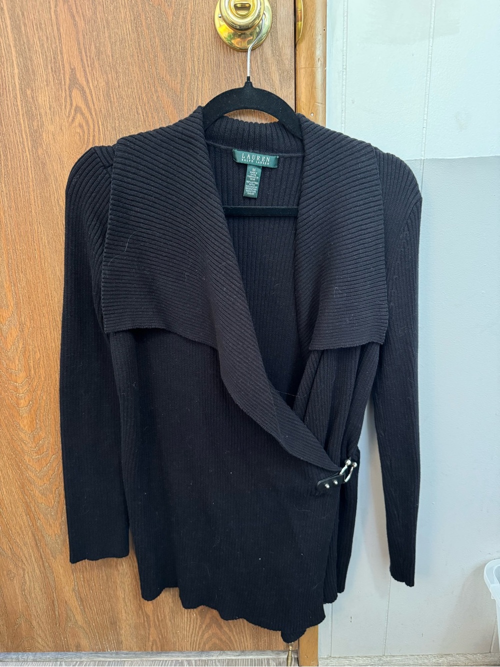 Lauren Ralph Lauren Black Ribbed Wrap Sweater
